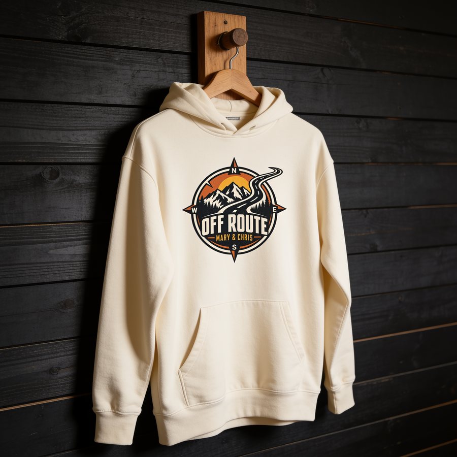Cream Off Route pullover hoodie